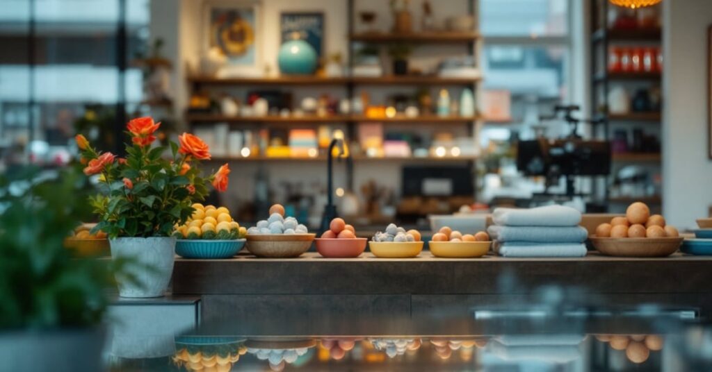 Culture pop store : intérieur d'une boutique dédiée à la pop culture avec figurines et produits dérivés