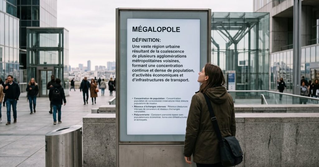 Vue panoramique d'une mégalopole urbaine dense avec gratte-ciels et infrastructure à grande échelle