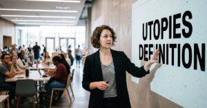 Illustration visuelle de la définition des utopies : une cité idéale lumineuse et ordonnée