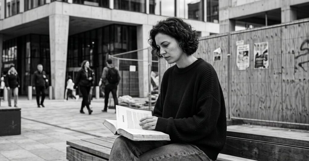 Anomie définition : individu isolé dans une foule urbaine, illustrant la désintégration des normes sociales