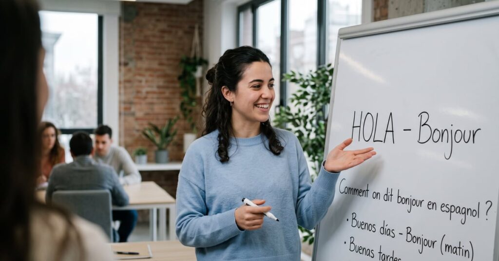 Comment on dit bonjour en espagnol : salutation chaleureuse entre personnes hispaniques
