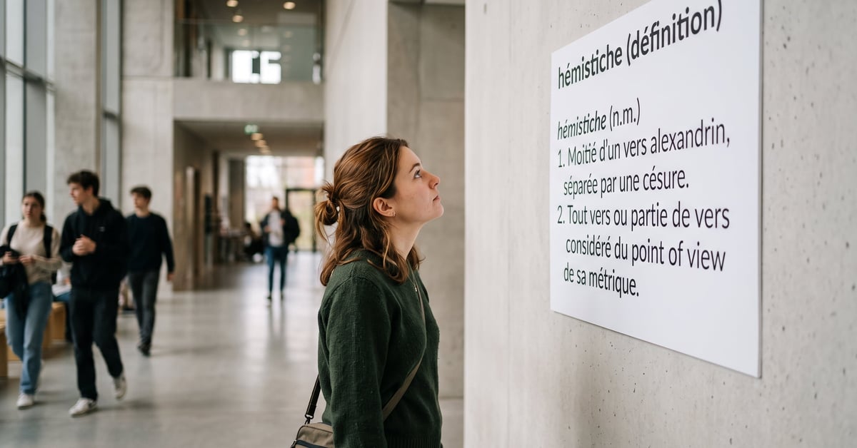 Hémistiche définition : vers alexandrin ouvert sur un bureau littéraire élégant