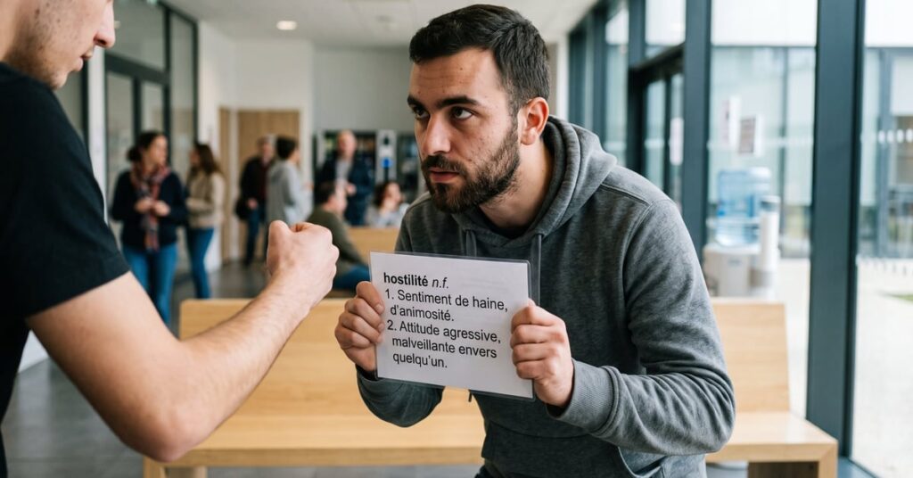Hostilité définition : regard froid et tension entre deux personnes face à face