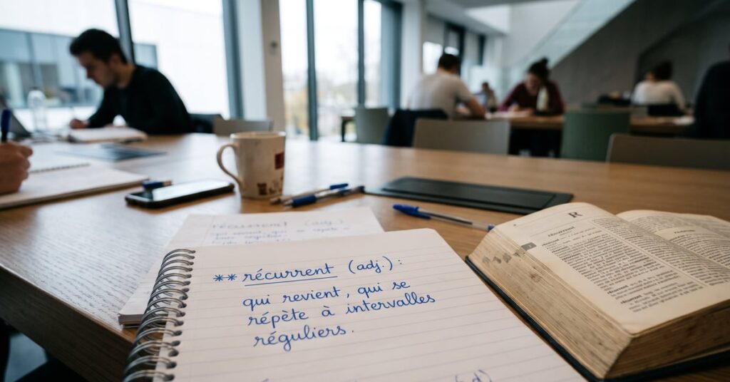 Récurrent définition : illustration éditoriale du concept de récurrence dans le langage courant